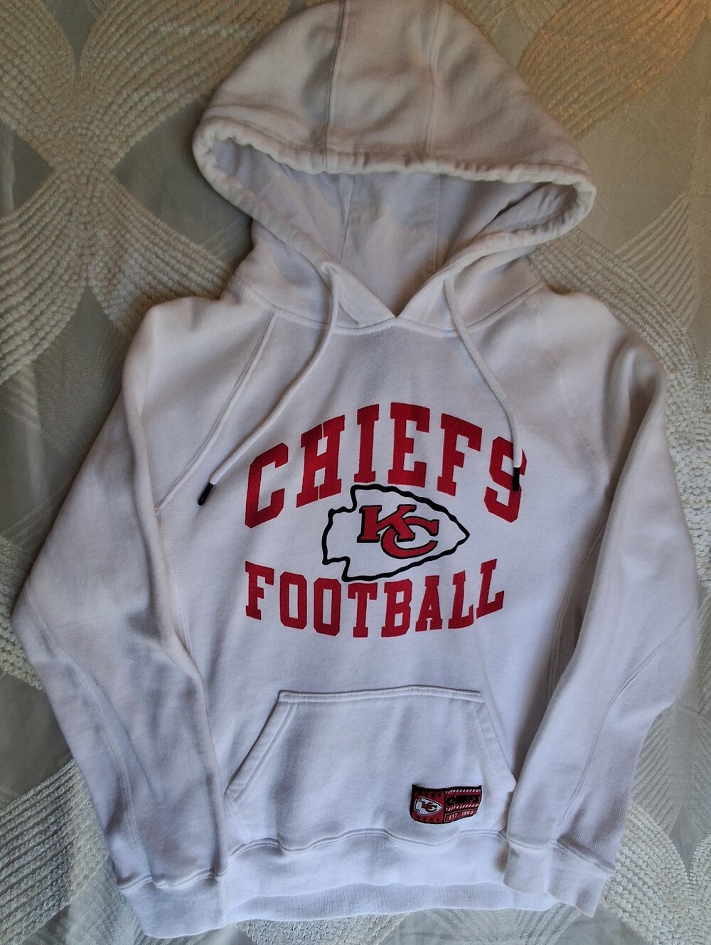 NFL White & Red Chiefs Football Hooded Sweatshirt